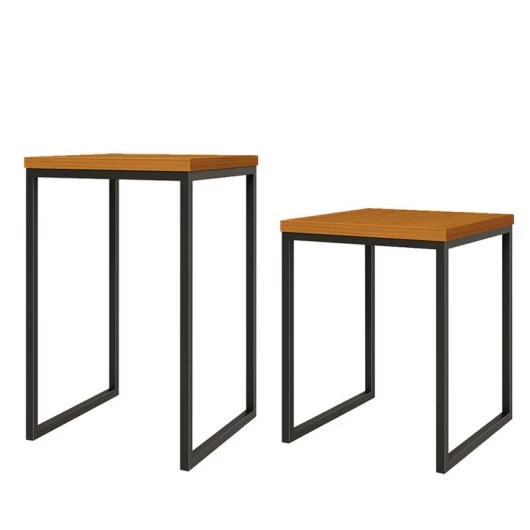 Conjunto de Mesas Lateral e Apoio Para Sala 40x40 Iron EAX Móveis Cedro 