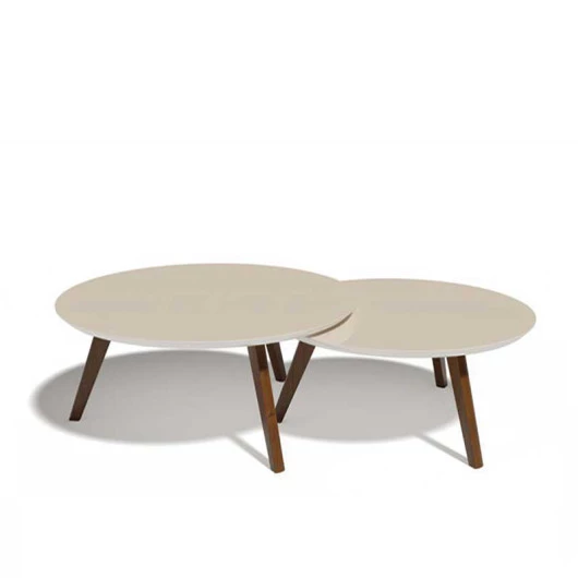 Conjunto Com 2 Mesas de Centro Redonda Classic Imcal Off White