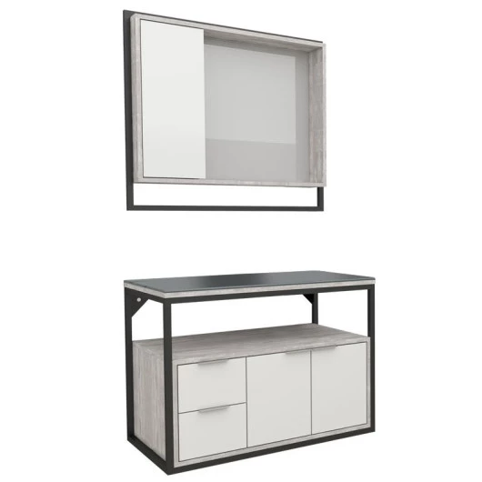 Conjunto Para Banheiro Madeira Apoema 80 Cozimax Branco/Calcare