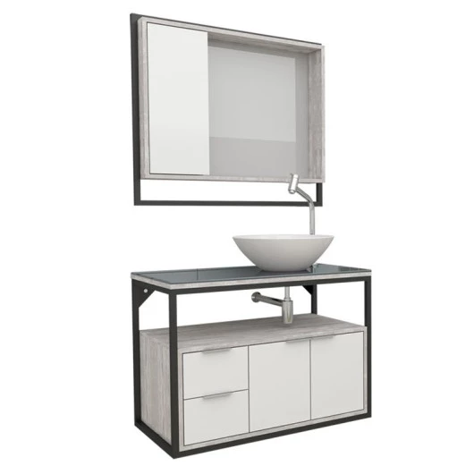 Conjunto Para Banheiro Apoema 80 com Cuba Cuia Cozimax Branco/Calcare
