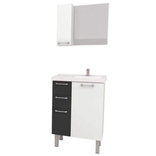 Conjunto Para Banheiro Aço Cereja 60 Cozimax Branco/Preto