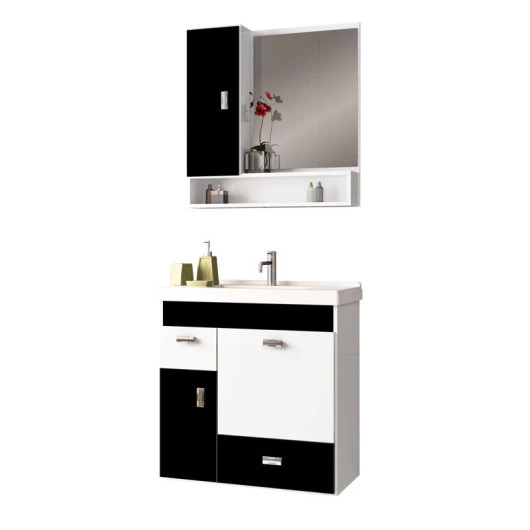 Conjunto Para Banheiro Madeira Orquídea 60 Cozimax Branco/Preto