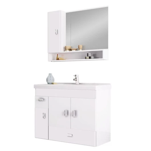 Conjunto Para Banheiro Madeira Orquídea 80 Cozimax Branco