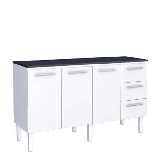 Balcão Cozinha Aço 160 Vênus 3 Gavetas Com Tampo Cozimax Branco