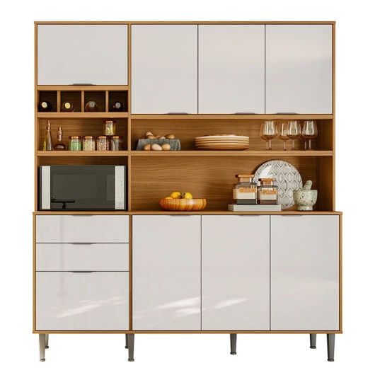 Cozinha Completa 180cm 8 Portas 2 Gaveta Viena Lukaliam Tauari/Off White