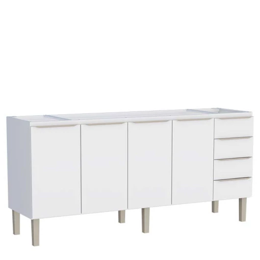 Gabinete de Aço Para Pia 200cm 4 Portas 4 Gavetas Flora Cozimax Branco