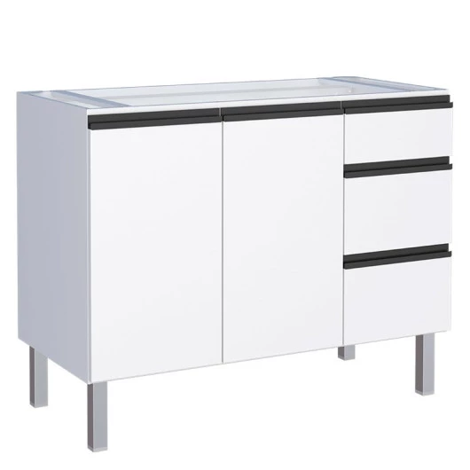 Gabinete de Aço Para Pia 120cm 3 Gavetas Cozinha Gaia Cozimax Branco 