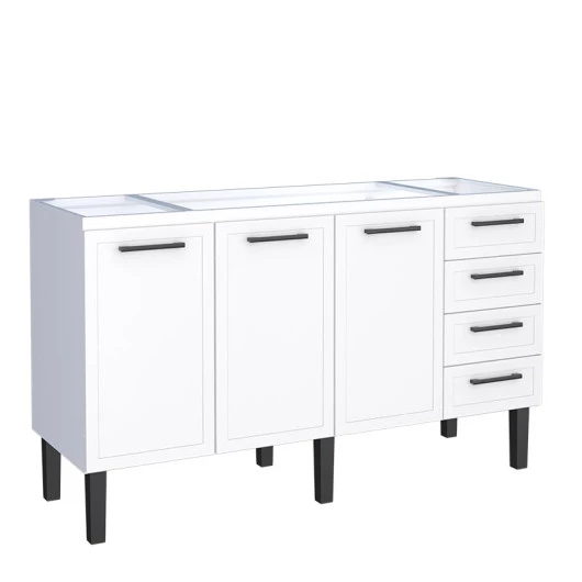 Gabinete de Aço Para Pia 160cm 3 Portas Juno/Apolo 4 Gavetas Cozimax Branco