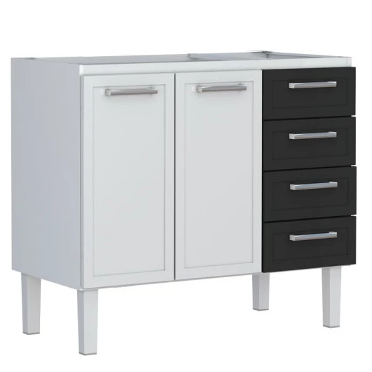 Gabinete de Pia 120 Apolo Flat 4G Cozimax Branco/Preto