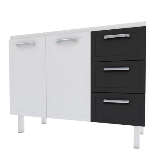 Gabinete de Pia 120 Apolo Flat 3G Cozimax Branco/Preto
