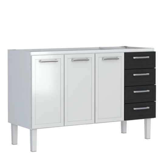 Gabinete de Pia 140 Apolo Flat 4G Cozimax Branco/Preto 