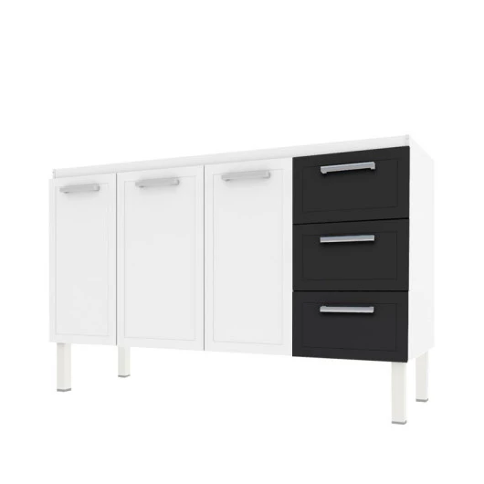 Gabinete de Pia 140 Apolo Flat 3G Cozimax Branco/Preto