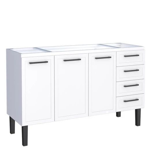 Gabinete de Aço Para Pia 150cm 3 Portas Juno/Apolo 4 Gavetas Cozimax Branco