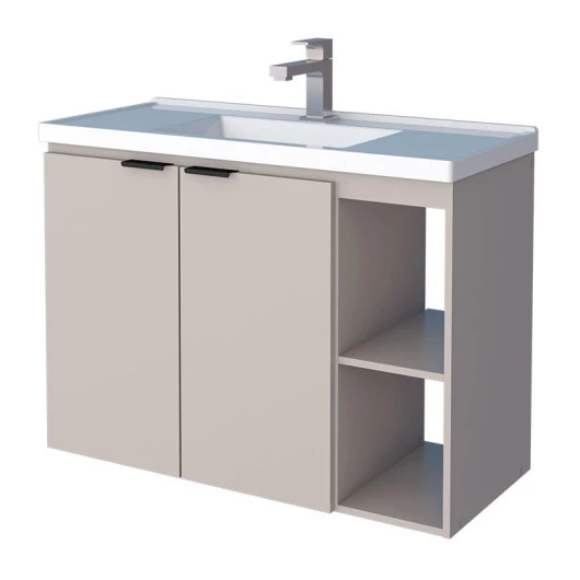 Gabinete Para Banheiro Madeira Aster 80 Com Lavatório Cozimax Nude