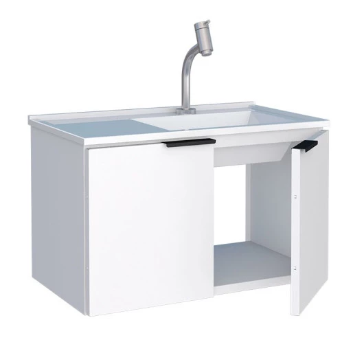 Gabinete Para Banheiro Aço Parati 60 Com Lavatório Cozimax Branco