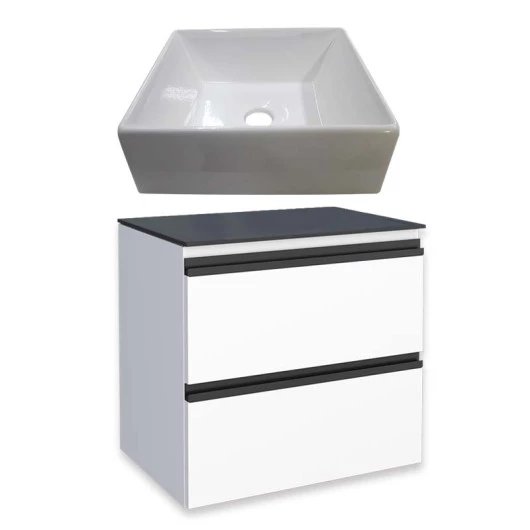 Gabinete Para Banheiro Gaia 60 com Cuba Prisma Cozimax Branco