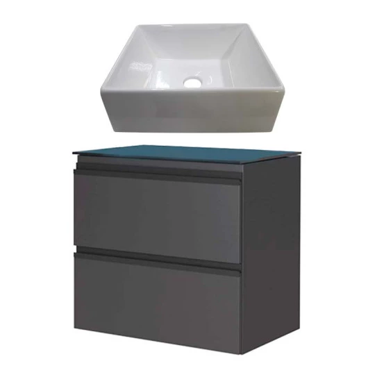 Gabinete Para Banheiro Gaia 60 com Cuba Prisma Cozimax Preto