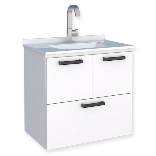 Gabinete Para Banheiro Aço Isis 60 Com Lavatório Louça Cozimax Branco