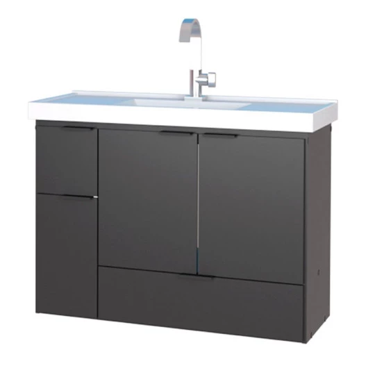 Gabinete Para Banheiro Madeira Orquídea 80 Com Lavatório Cozimax Preto