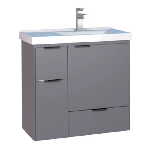 Gabinete Para Banheiro Madeira Orquídea 60 Com Lavatório Cozimax Cinza