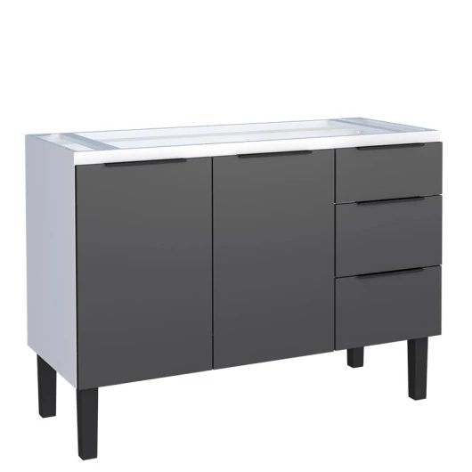 Gabinete de Aço Para Pia 120cm 2 Portas 3 Gavetas Júpiter Cozimax Preto