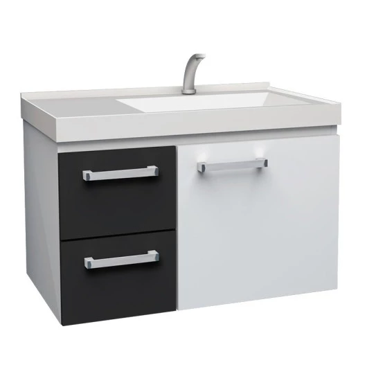 Gabinete Para Banheiro Aço Romã 60 Cozimax Branco/Preto