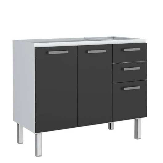 Gabinete de Pia 120 Eros Flat 3G Cozimax Preto