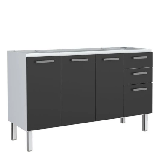 Gabinete de Pia 140 Eros Flat 3G Cozimax Preto