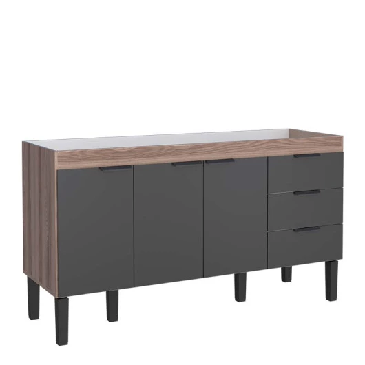 Gabinete Para Pia 160cm Cozinha Madeira Flamingo Cozimax Preto/Tamarindo