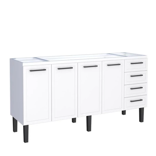 Gabinete de Aço Para Pia 180cm 4 Portas Juno/Apolo 4 Gavetas Cozimax Branco
