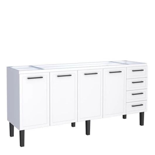 Gabinete de Aço Para Pia 200cm 4 Portas Juno/Apolo 4 Gavetas Cozimax Branco