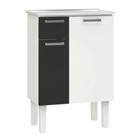 Gabinete Para Banheiro Aço Com Pés Araça 60 Cozimax Branco/Preto