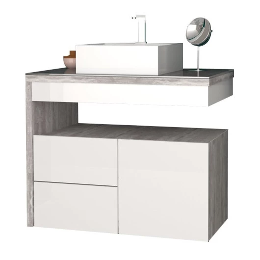 Gabinete Para Banheiro Aimoré 70 Com Cuba Cubo Cozimax Branco/Calcare