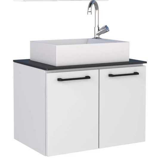 Gabinete Para Banheiro Aço Pessego 60 com Cuba Prisma Cozimax Branco
