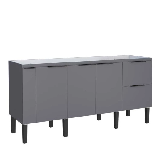 Gabinete De Madeira Para Pia De Cozinha 180cm Cisne Cozimax Cinza