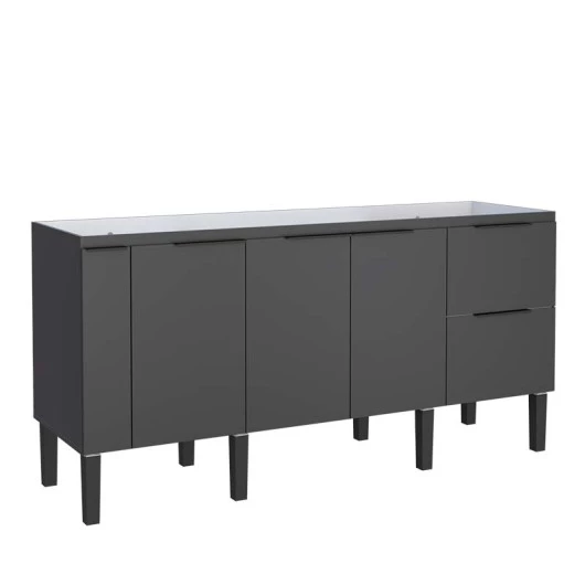 Gabinete De Madeira Para Pia De Cozinha 180cm Cisne Cozimax Preto