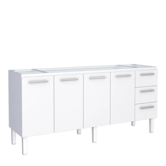 Gabinete de Aço Para Pia de 200cm Vênus 3 Gavetas Cozimax Branco