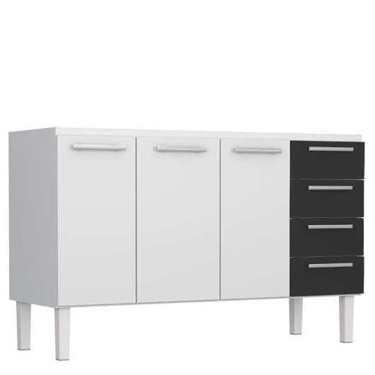 Gabinete de Pia 160 Vênus Flat 4G Cozimax Branco/Preto