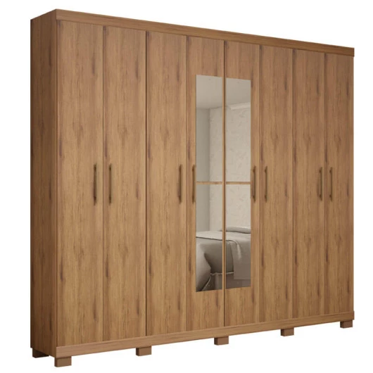 Guarda Roupa Casal 8 Portas Com Espelho Sevilha Gelius Madeirado