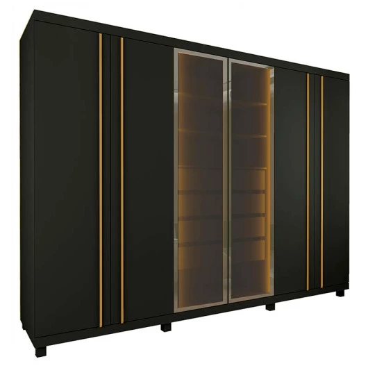 Guarda Roupa Casal Com LED 273cm x 240cm Absolut Reflecta Gelius Grafite