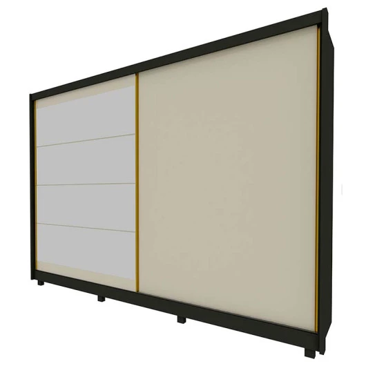 Guarda Roupa 2 Portas com Espelho 100% MDF Apolo Gelius Grafite/Off White