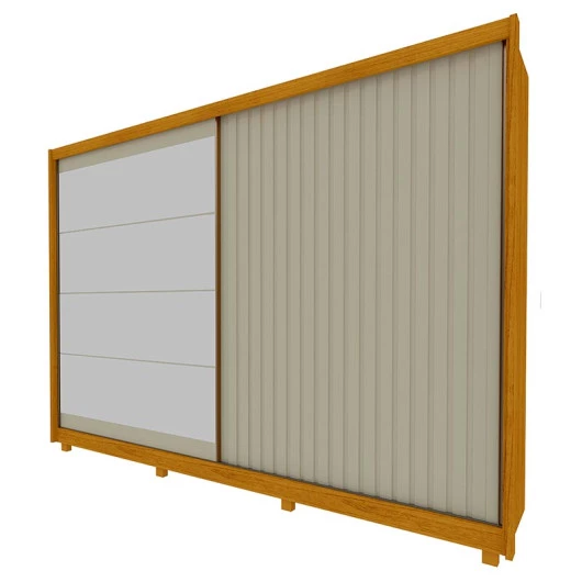 Guarda Roupa Grande Apolo Ripado Com Espelho 2 Portas 278x239 Gelius Naturale/Off White