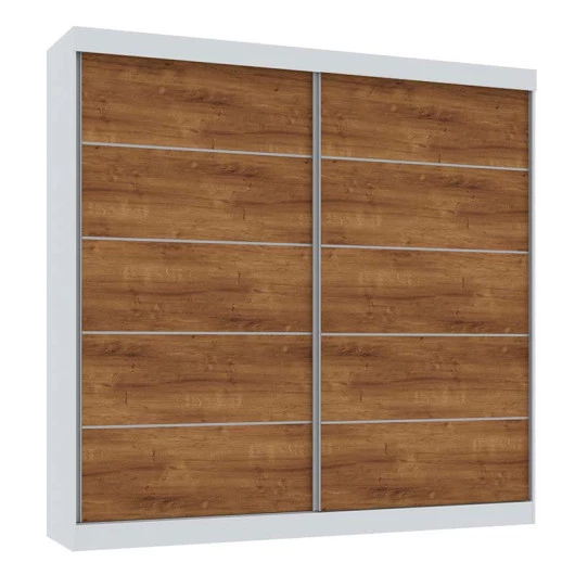 Guarda Roupa 2 Portas de Correr Camboriu Mirarack Branco/Canela