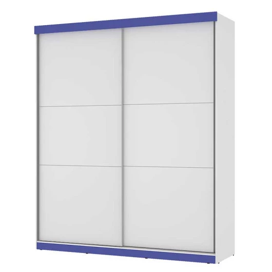 Guarda Roupa 2 Portas Correr Caribe Mirarack Branco/Azul