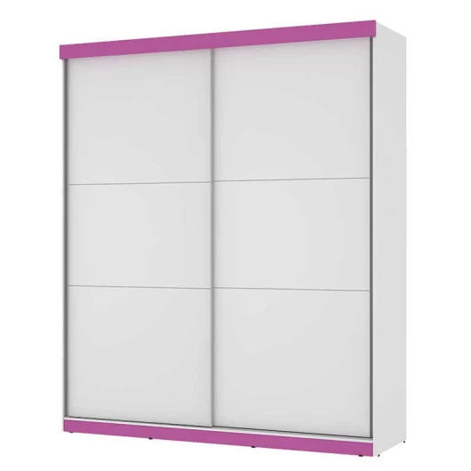 Guarda Roupa 2 Portas Correr Caribe Mirarack Branco/Rosa