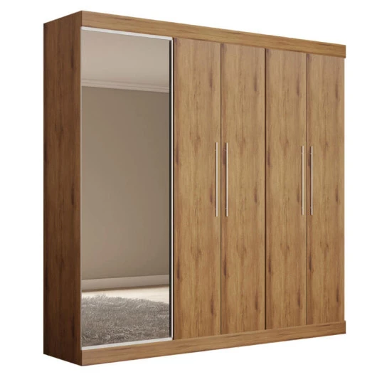 Guarda Roupa Com Sapateira Porta Espelho Magnífico Gelius Madeirado