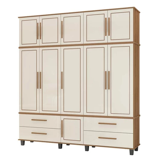 Guarda Roupa 5 Portas House Fabrimoveis Freijo/Off White