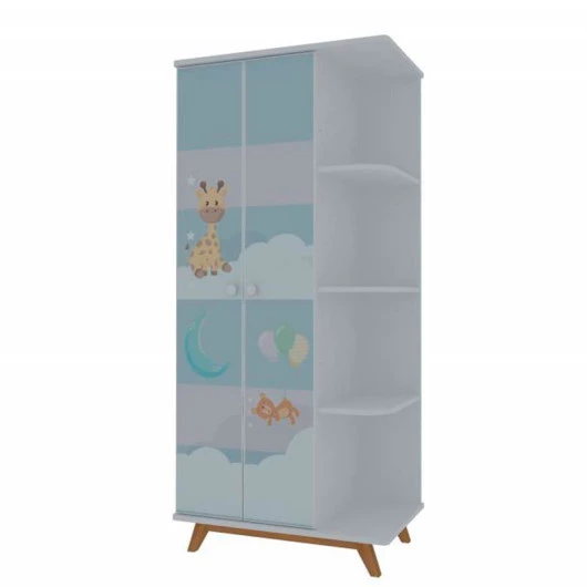 Guarda Roupa Infantil 2P Mundo Encantado Pés Cadeira Gelius Branco