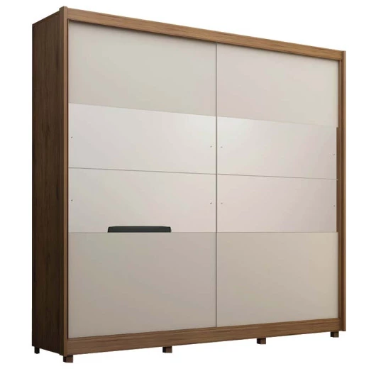 Guarda Roupa Casal 100% MDF Com Espelho Orfeu Gelius Madeirado/Off White