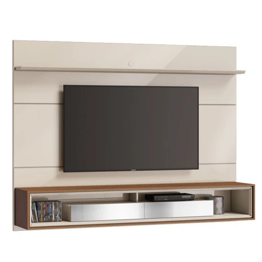 Home Suspenso Para TV 65 Polegadas Ópera 2.2 Espelho Imcal Off White/Freijó